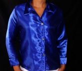 Camisa de chifon azul marinho